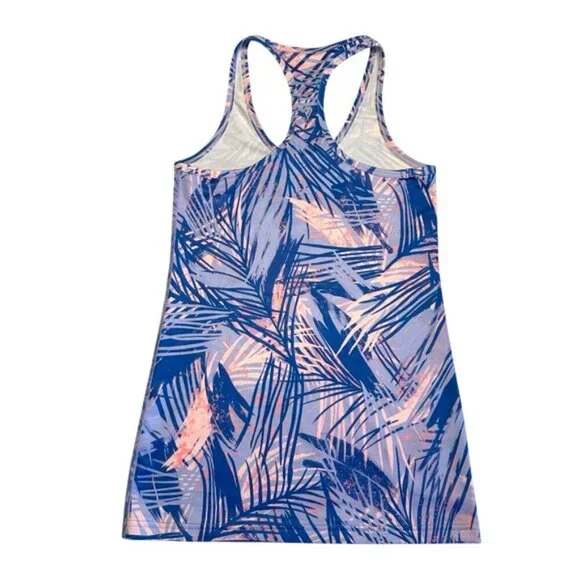Ivivva | Girl Pink & Purple Tropical Print Racerback Tank Top Size 12 - Picture 2 of 5